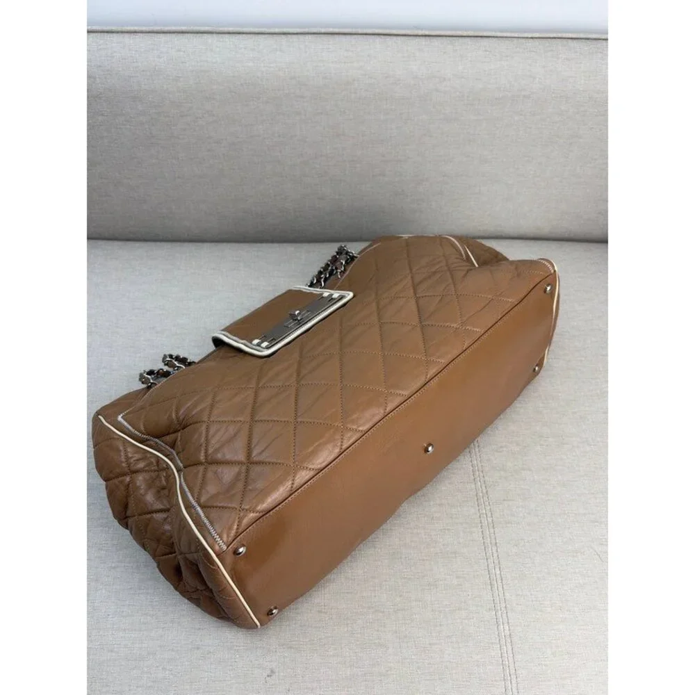 CHANEL Camel Aged Calfskin Reissue Shopping Tote Large SHW